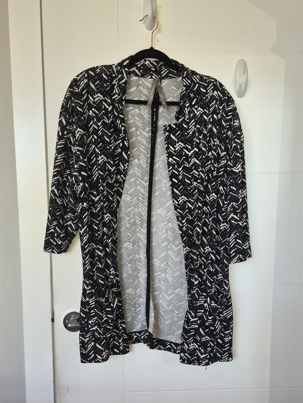 Black and White Open Front Cardigan